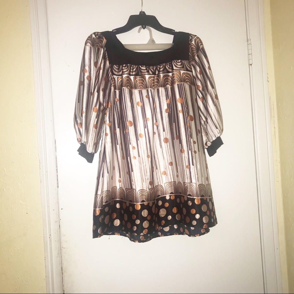 💥3/4 Puff Sleeve Silky Baby Doll Top Tunic size L